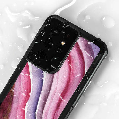 Plum Watercolor Geode Galaxy S24 Ultra Waterproof Case