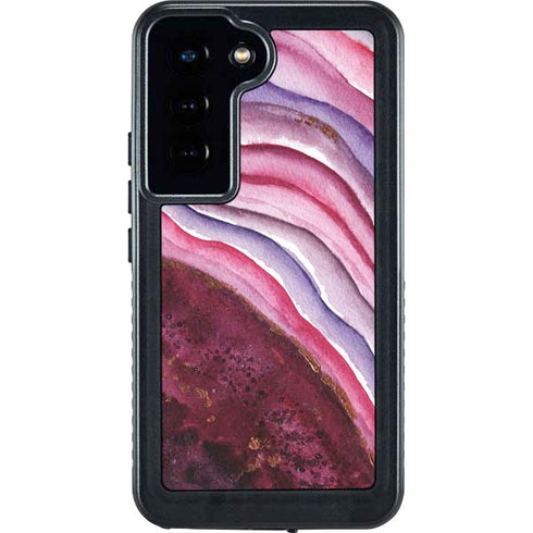 Plum Watercolor Geode Galaxy S24 Waterproof Case