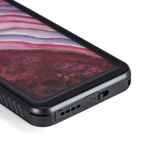 Plum Watercolor Geode Galaxy S24 Waterproof Case