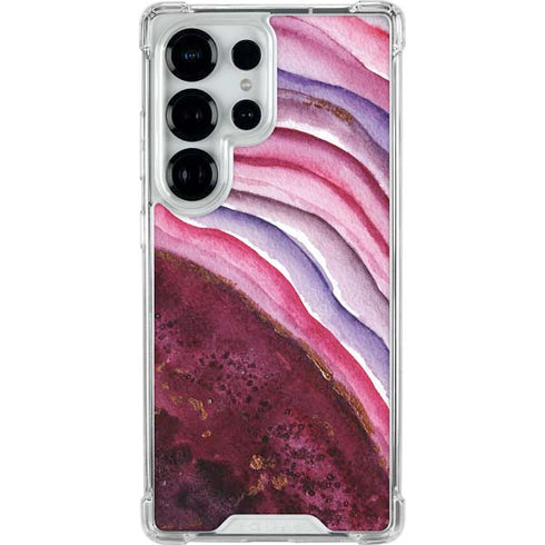 Plum Watercolor Geode Galaxy S25 Ultra Clear Case