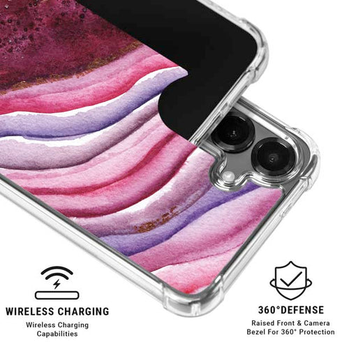 Plum Watercolor Geode Galaxy S26 Clear Case
