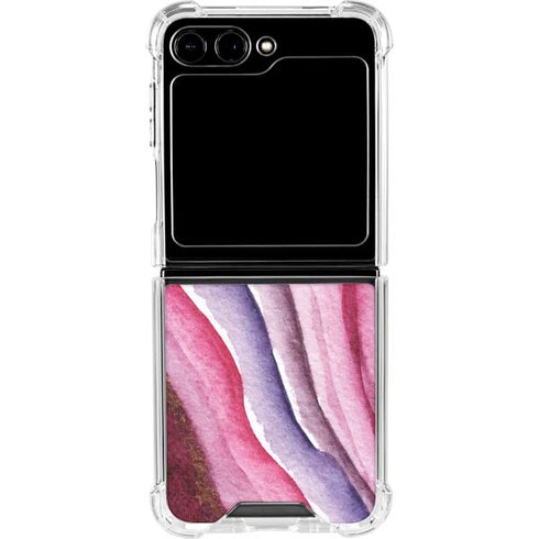 Plum Watercolor Geode Galaxy Z Flip6 Clear Case