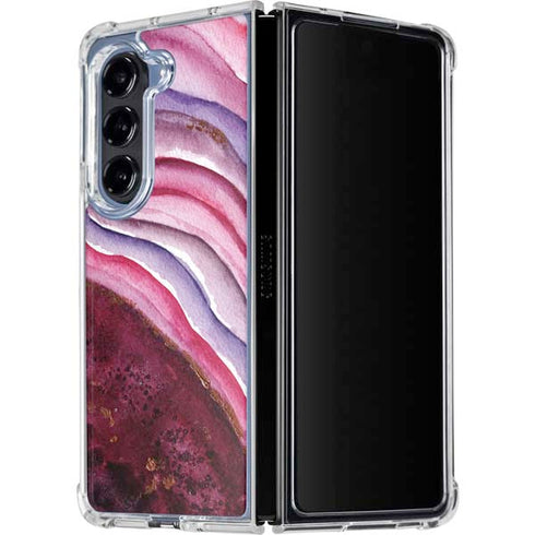 Plum Watercolor Geode Galaxy Z Fold5 5G Clear Case