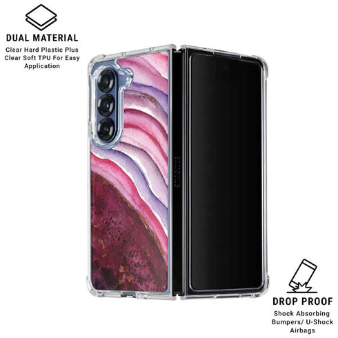 Plum Watercolor Geode Galaxy Z Fold6 Clear Case