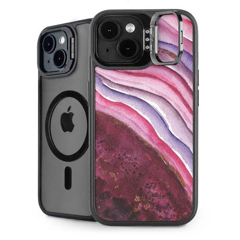 Plum Watercolor Geode iPhone 13 Kickstand Case