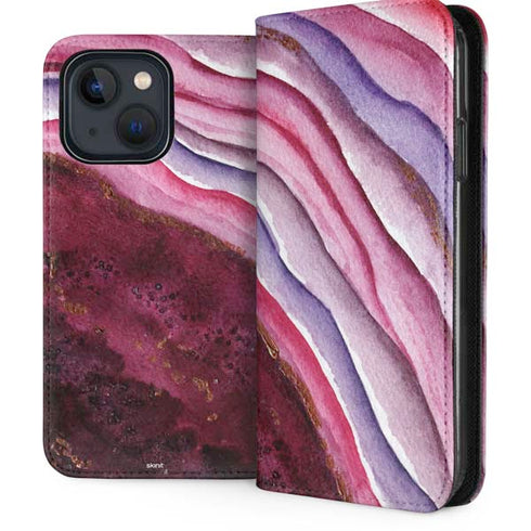 Plum Watercolor Geode iPhone 14 Folio Case