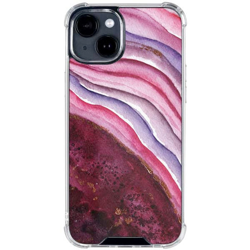 Plum Watercolor Geode iPhone 15 Clear Case