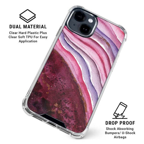 Plum Watercolor Geode iPhone 15 Clear Case