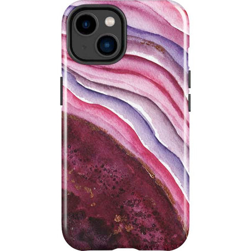 Plum Watercolor Geode iPhone 15 Impact Case
