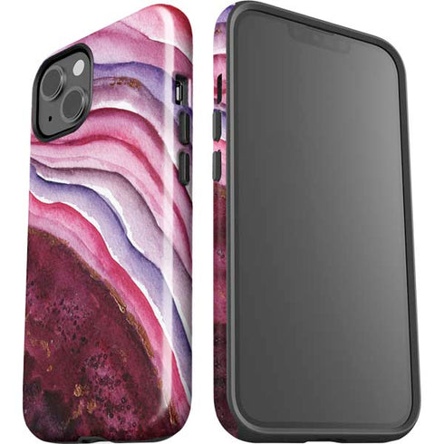 Plum Watercolor Geode iPhone 15 Impact Case
