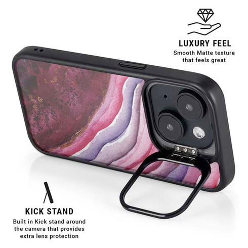 Plum Watercolor Geode iPhone 15 Plus Kickstand Case