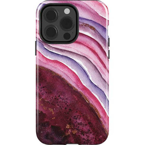 Plum Watercolor Geode iPhone 15 Pro Impact Case