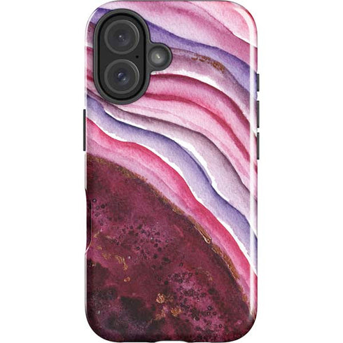 Plum Watercolor Geode iPhone 16 Impact Case