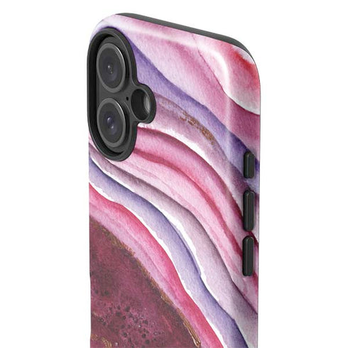 Plum Watercolor Geode iPhone 16 Impact Case
