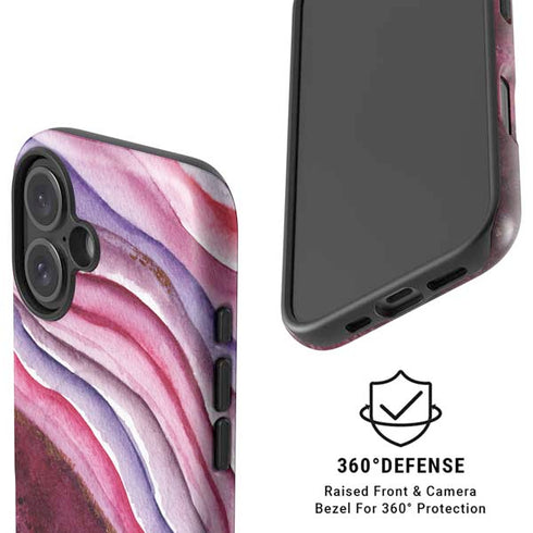Plum Watercolor Geode iPhone 16 Magsafe Impact Case