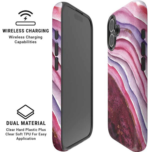 Plum Watercolor Geode iPhone 16 Magsafe Impact Case