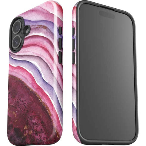 Plum Watercolor Geode iPhone 16 Plus Impact Case