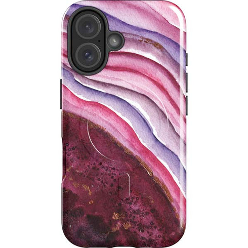 Plum Watercolor Geode iPhone 16 Plus Magsafe Impact Case