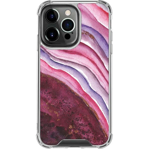 Plum Watercolor Geode iPhone 16 Pro Clear Case