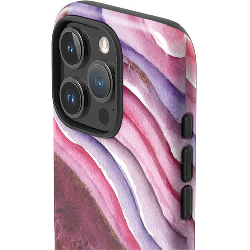 Plum Watercolor Geode iPhone 16 Pro Impact Case
