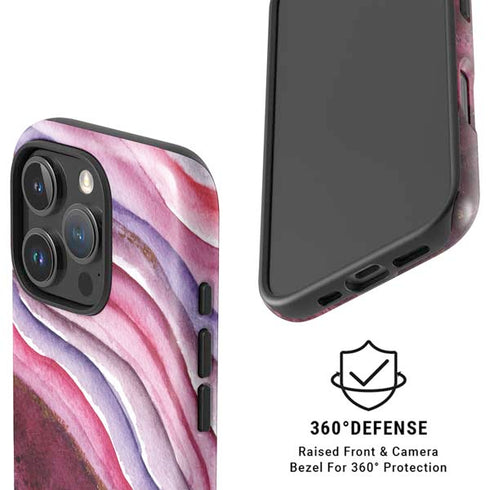 Plum Watercolor Geode iPhone 16 Pro Magsafe Impact Case