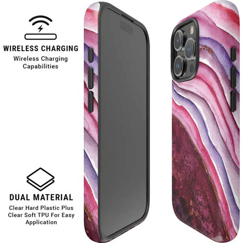 Plum Watercolor Geode iPhone 16 Pro Magsafe Impact Case