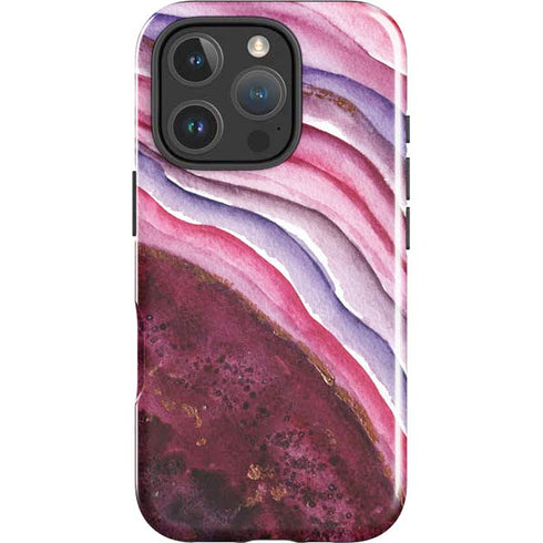 Plum Watercolor Geode iPhone 16 Pro Max Impact Case