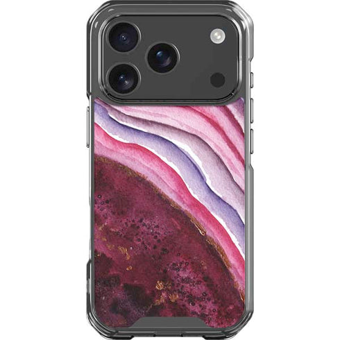 Plum Watercolor Geode iPhone 18 Pro Clear Case