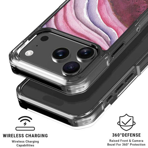 Plum Watercolor Geode iPhone 18 Pro Clear Case