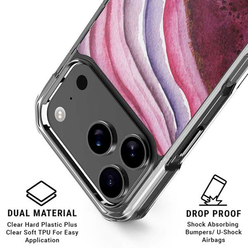 Plum Watercolor Geode iPhone 18 Pro Clear Case