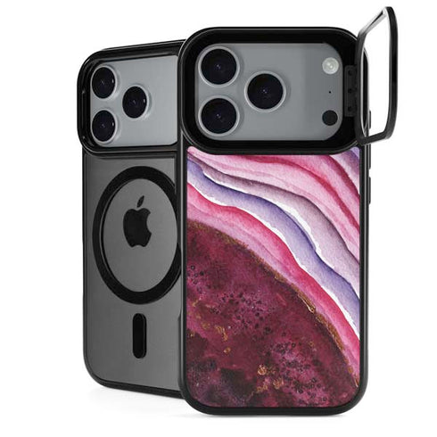 Plum Watercolor Geode iPhone 18 Pro Kickstand Case