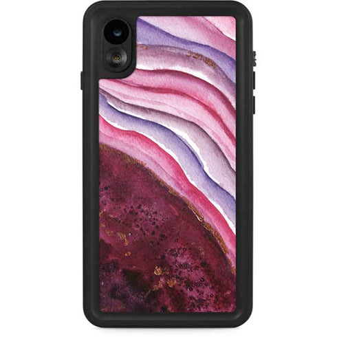 Plum Watercolor Geode iPhone Cases