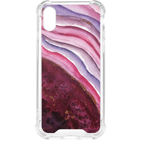Plum Watercolor Geode iPhone XS Clear Case