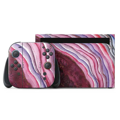 Plum Watercolor Geode Nintendo Skins
