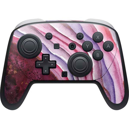 Plum Watercolor Geode Nintendo Switch 2 (2025) Pro Controller Skin