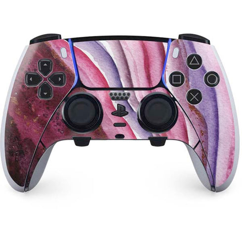 Plum Watercolor Geode PS5 DualSense Edge Pro Controller Skin
