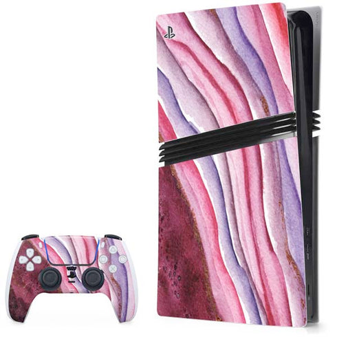 Plum Watercolor Geode PS5 Pro Bundle Skin