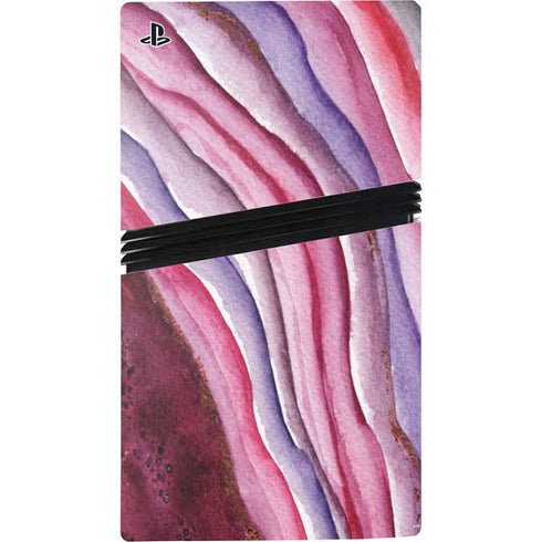 Plum Watercolor Geode PS5 Pro Bundle Skin