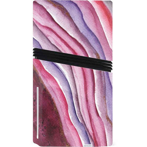 Plum Watercolor Geode PS5 Pro Disk Bundle Skin