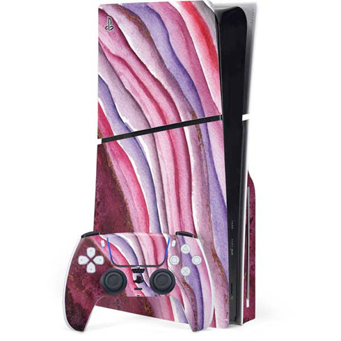 Plum Watercolor Geode PlayStation PS5 Skins