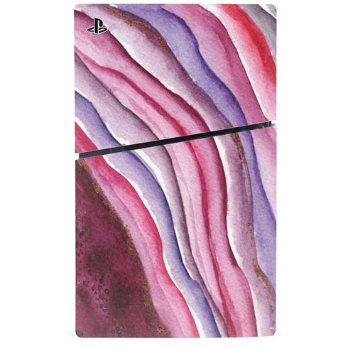 Plum Watercolor Geode PS5 Slim Digital Edition Console Skin