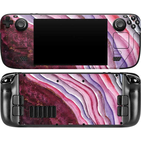 Plum Watercolor Geode Steam Deck Handheld Gaming Computer OLED Skin
