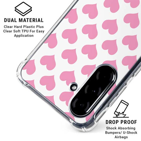 Plush Pink Hearts Galaxy A36 5G Clear Case
