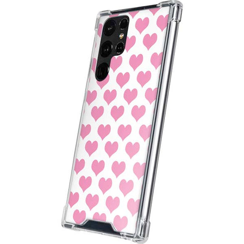Plush Pink Hearts Galaxy S22 Ultra Clear Case