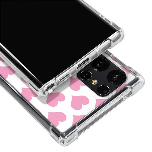 Plush Pink Hearts Galaxy S22 Ultra Clear Case