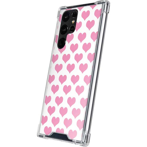 Plush Pink Hearts Galaxy S23 Ultra Clear Case
