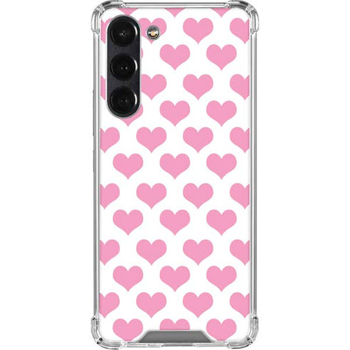 Plush Pink Hearts Galaxy S24 FE Clear Case