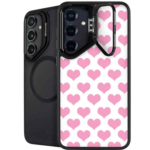 Plush Pink Hearts Galaxy S25 Kickstand Case