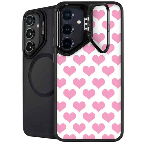 Plush Pink Hearts Galaxy S25 Plus Kickstand Case