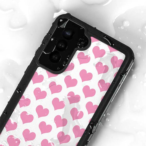 Plush Pink Hearts Galaxy S24 Plus Waterproof Case